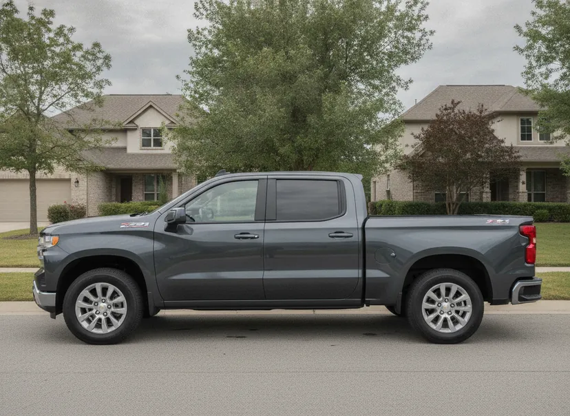 AI-generated demo Chevrolet Silverado 1500 on its factory wheels