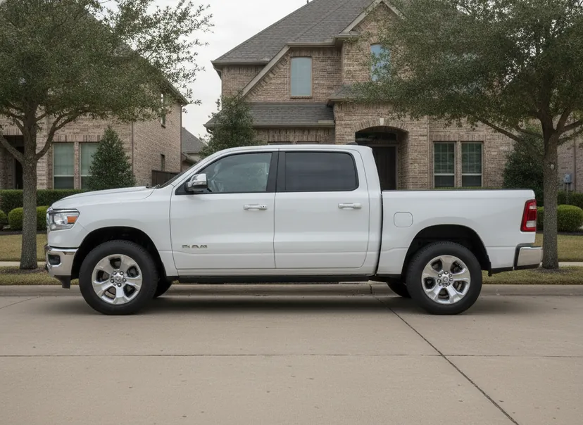 AI-generated demo Ram 1500 on its factory wheels