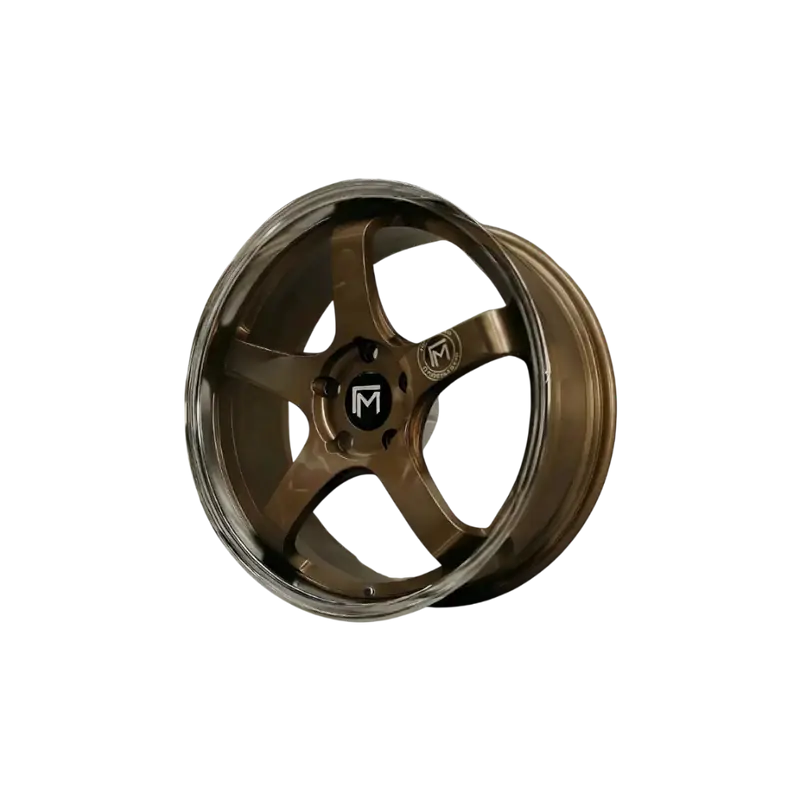 Forged Metallics FM05 Ronin bronze five-spoke wheel with a polished lip — studio product photo